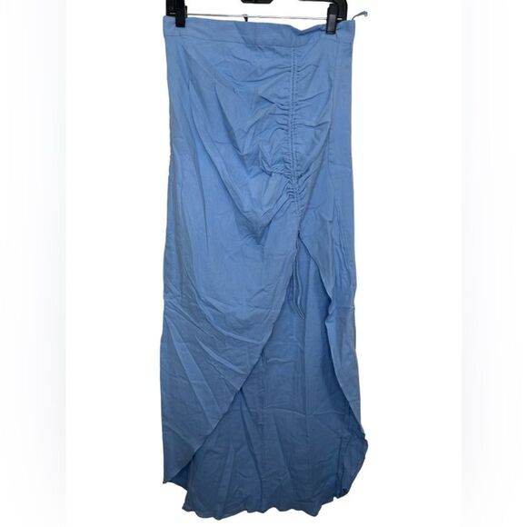 Rumer The Label x Revolve Blue Linen Resortwear Camille Top/Skirt Set Large - Picture 5 of 10